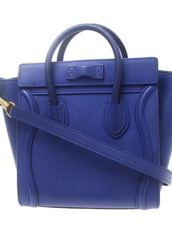Celine Handbags - Best08 Celine Blue Nano Luggage 2way Tote Bag W-AT-0174 W-CU-0184 NQ11694